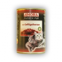 Amora Fleisch Pur Katze mit Geflügelherzen (Szárnyasszívvel) 400g
