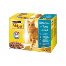 Friskies alutasakos multipack 12x100g (Lazac, tonhal, tőkehal, szardinia)